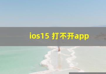 ios15 打不开app